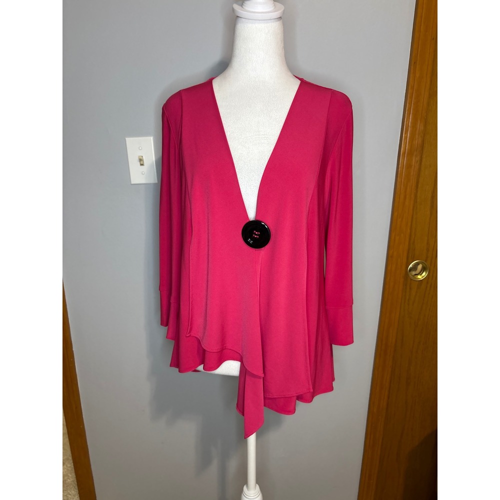 Joseph Ribkoff Pink Asymmetrical Button Front Draped Cardigan jacket Size 10